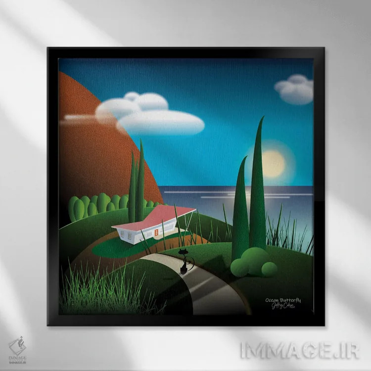 تابلو دکوراتیو پروانه ی اقیانوسی اثر جفری کولیسون - نمای قابدار مشکی