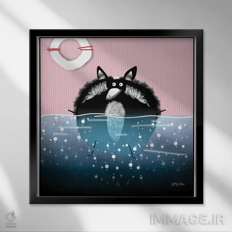 تابلو دکوراتیو سگ آبی اثر جفری کولیسون - نمای قابدار مشکی