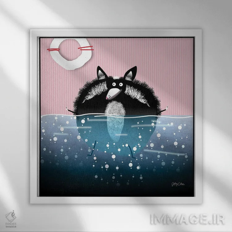 تابلو دکوراتیو سگ آبی اثر جفری کولیسون - نمای قابدار سفید