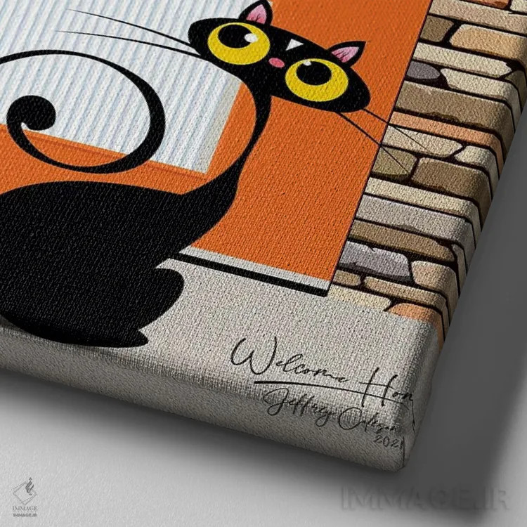 تابلو مدرن خوش آمدی به خانه اثر جفری کولیسون - نمای نزدیک بافت بوم