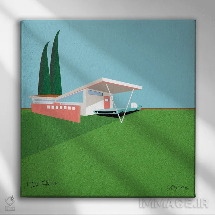 تابلو مینیمال خانه در مراتع اثر جفری کولیسون - نمای روبهرو روی دیوار