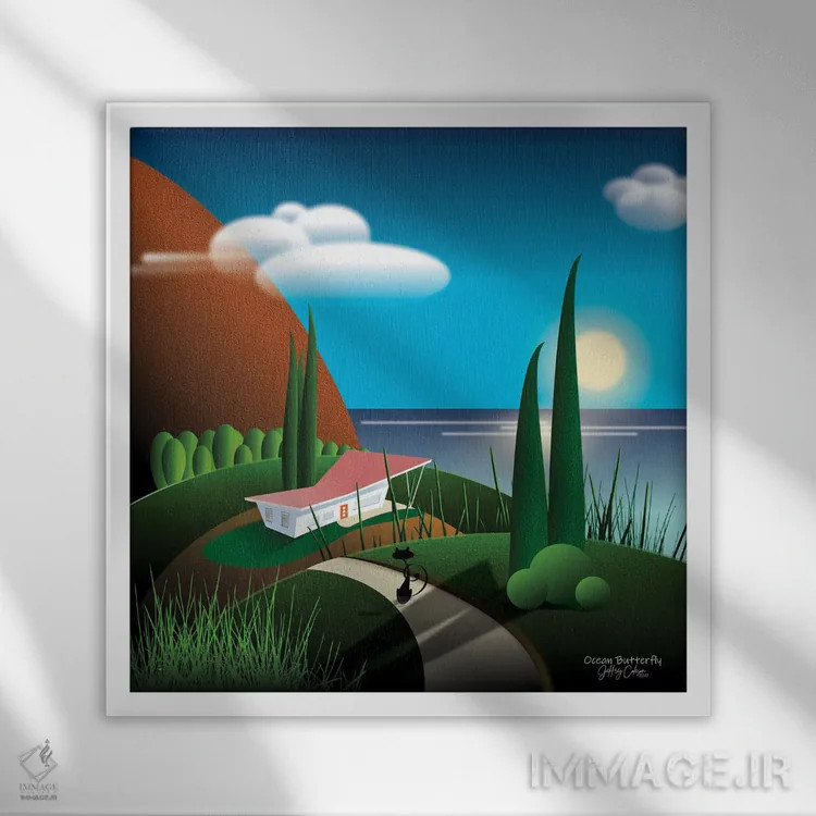 تابلو دکوراتیو پروانه ی اقیانوسی اثر جفری کولیسون - نمای قابدار سفید