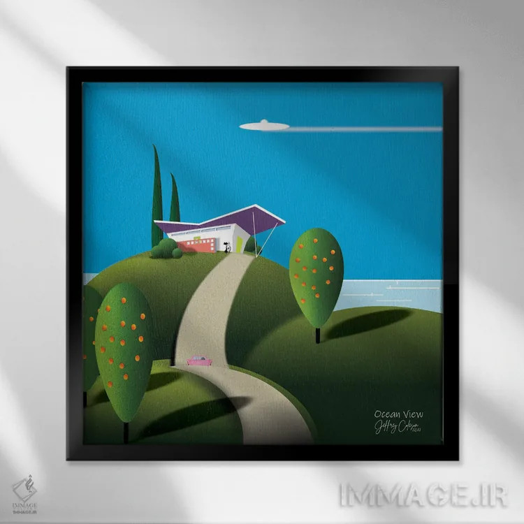 تابلو دکوراتیو نمای اقیانوس اثر جفری کولیسون - نمای قابدار مشکی