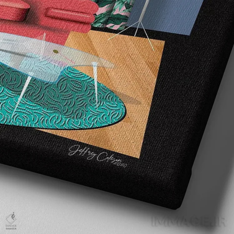 تابلو مدرن صورتی بزرگ اثر جفری کولیسون - نمای نزدیک بافت بوم