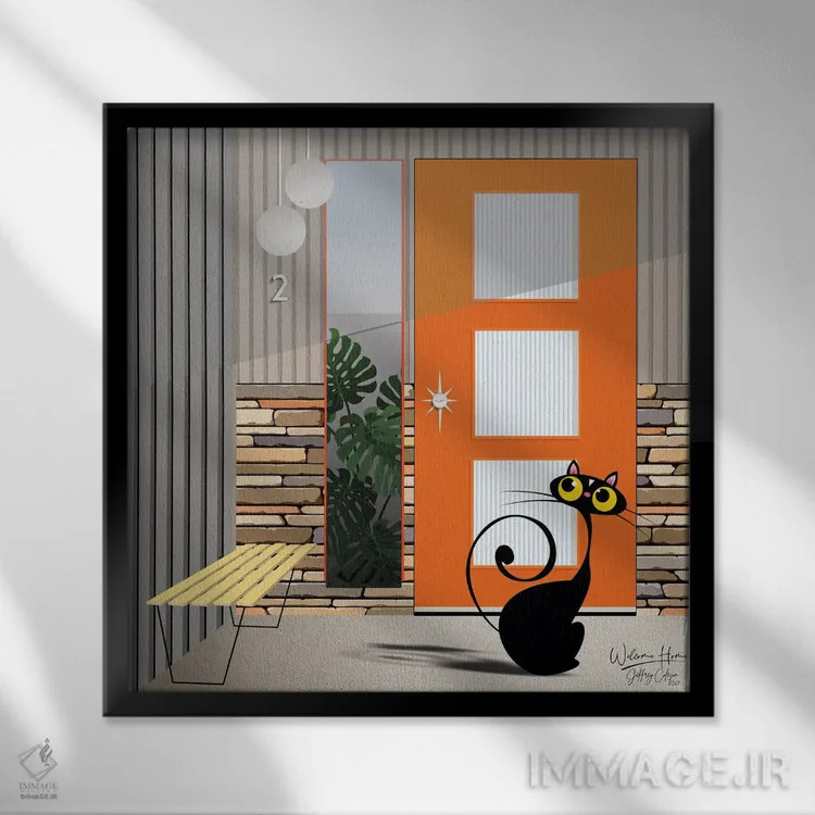 تابلو مدرن خوش آمدی به خانه اثر جفری کولیسون - نمای قابدار مشکی