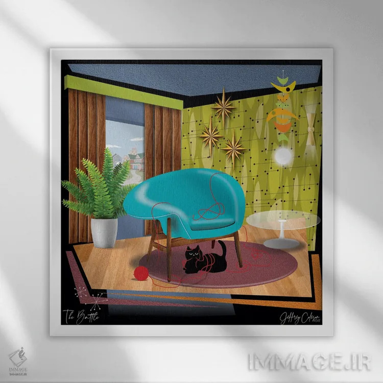 تابلو مدرن نبرد اثر جفری کولیسون - نمای قابدار سفید