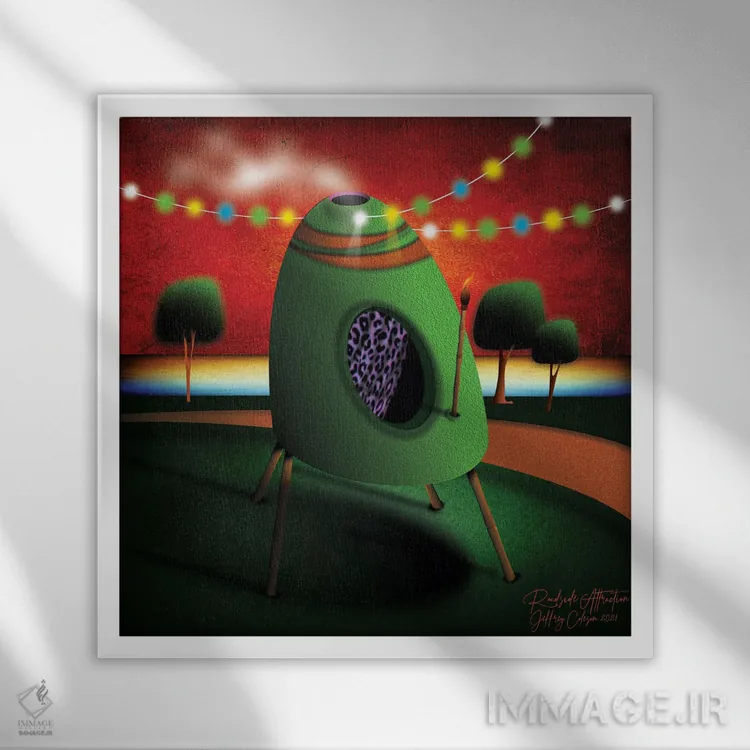 تابلو دکوراتیو جاذبه کنار جاده اثر جفری کولیسون - نمای قابدار سفید