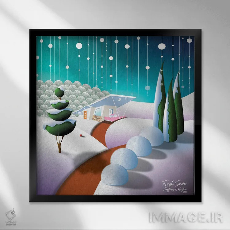 تابلو دکوراتیو برف تازه اثر جفری کولیسون - نمای قابدار مشکی
