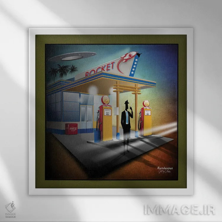 تابلو مدرن ملاقات اثر جفری کولیسون - نمای قابدار سفید