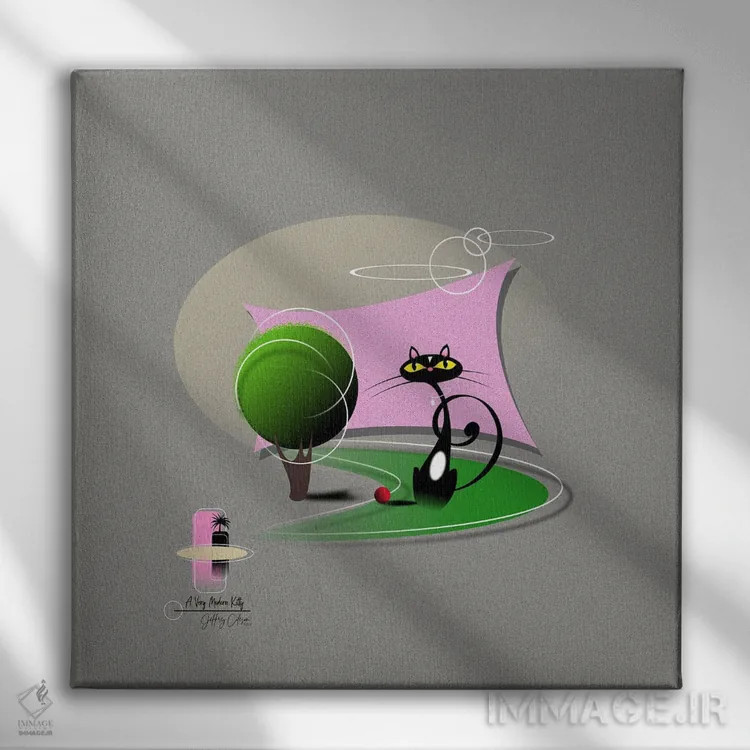 تابلو مدرن یک گربه کاملا مدرن اثر جفری کولیسون - نمای روبهرو روی دیوار