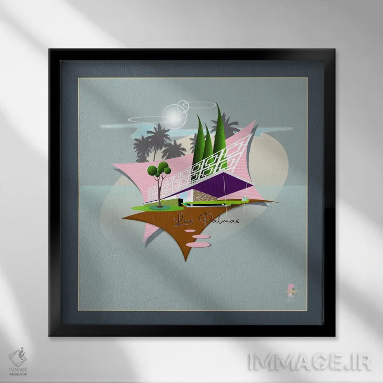 تابلو مدرن لاس پالماس اثر جفری کولیسون - نمای قابدار مشکی
