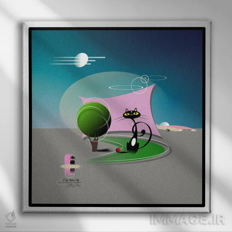تابلو مدرن گربه مکم اثر جفری کولیسون - نمای روبهرو روی دیوار