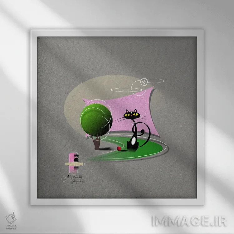 تابلو مدرن یک گربه کاملا مدرن اثر جفری کولیسون - نمای قابدار سفید