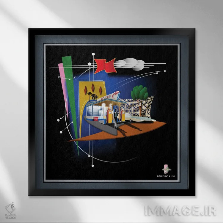 تابلو انتزاعی بنزین موشکی ارزان تر اثر جفری کولیسون - نمای قابدار مشکی