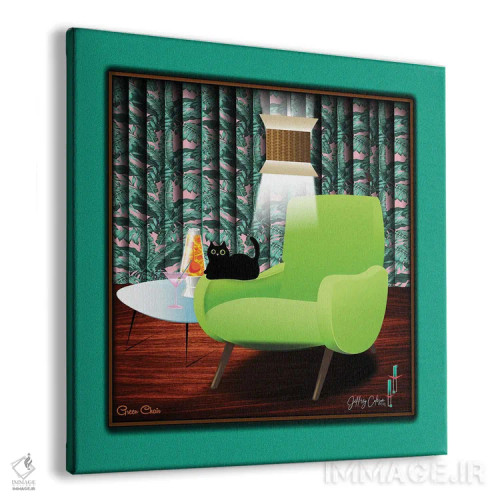 تابلو دکوراتیو صندلی سبز اثر جفری کولیسون - نمای پرسپکتیو محصول