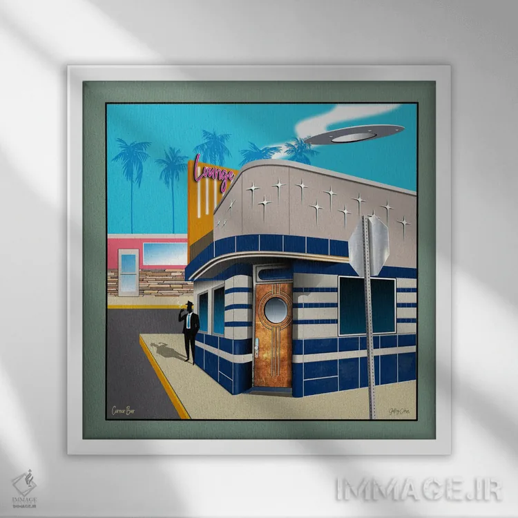 تابلو مدرن بار گوشه ای اثر جفری کولیسون - نمای قابدار سفید