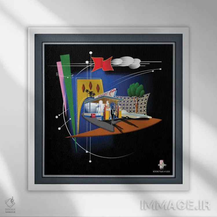 تابلو انتزاعی بنزین موشکی ارزان تر اثر جفری کولیسون - نمای قابدار سفید