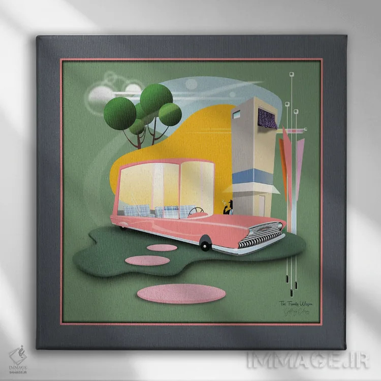 تابلو مدرن واگن خانوادگی اثر جفری کولیسون - نمای روبهرو روی دیوار