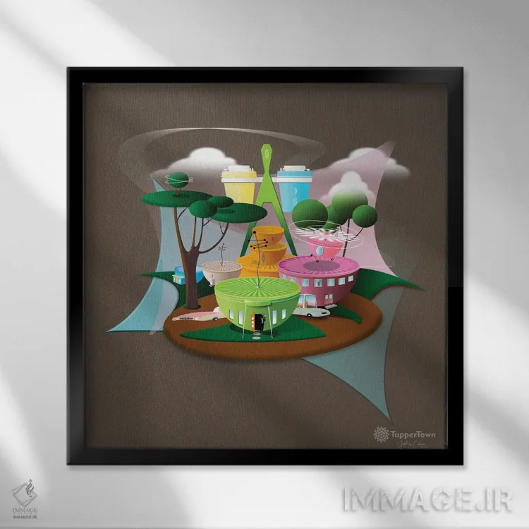 تابلو مدرن تاپرتاون اثر جفری کولیسون - نمای قابدار مشکی