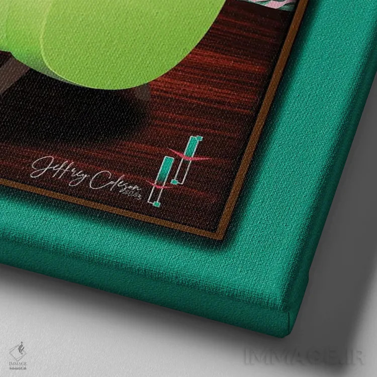 تابلو دکوراتیو صندلی سبز اثر جفری کولیسون - نمای نزدیک بافت بوم