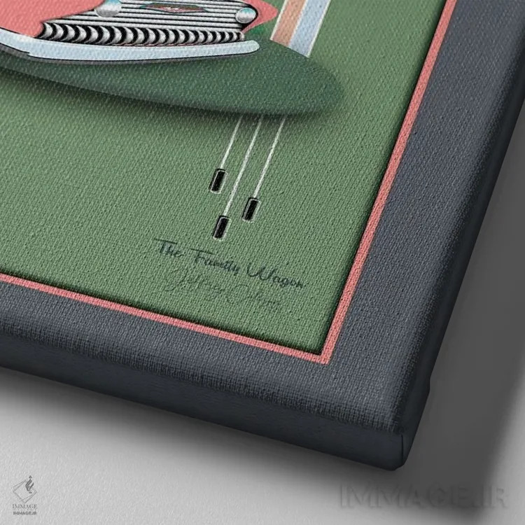 تابلو مدرن واگن خانوادگی اثر جفری کولیسون - نمای نزدیک بافت بوم