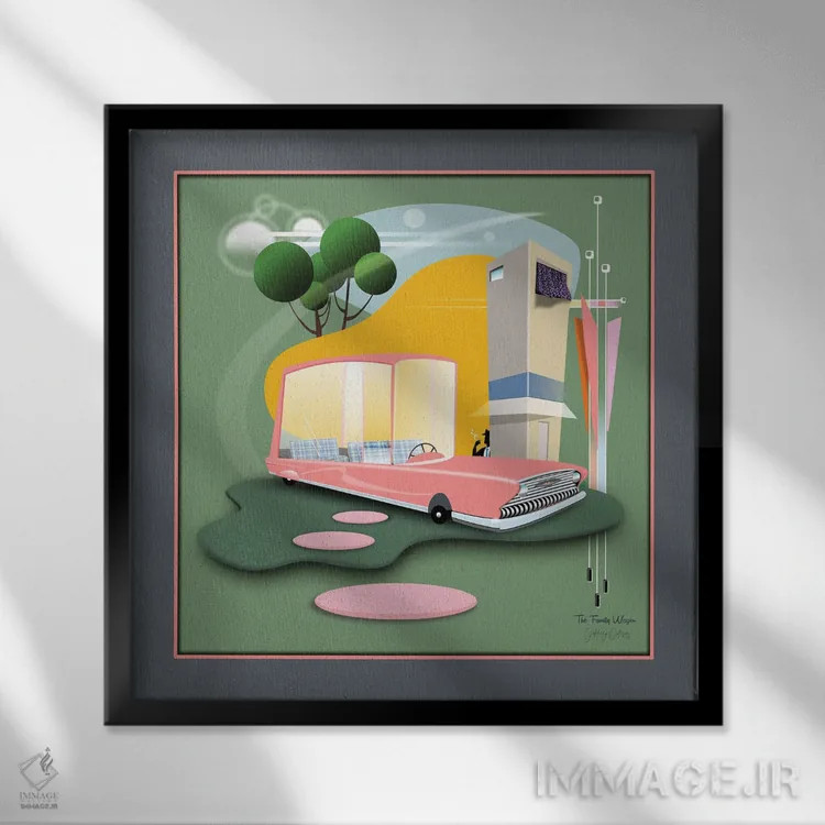 تابلو مدرن واگن خانوادگی اثر جفری کولیسون - نمای قابدار مشکی