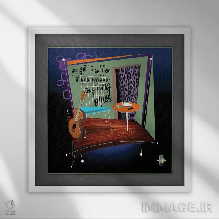 تابلو مدرن اگر می خواهی بلوز بخوانی باید رنج ببری اثر جفری کولیسون - نمای قابدار سفید