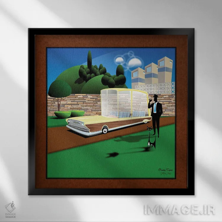 تابلو مدرن اسکوایر روستایی اثر جفری کولیسون - نمای قابدار مشکی