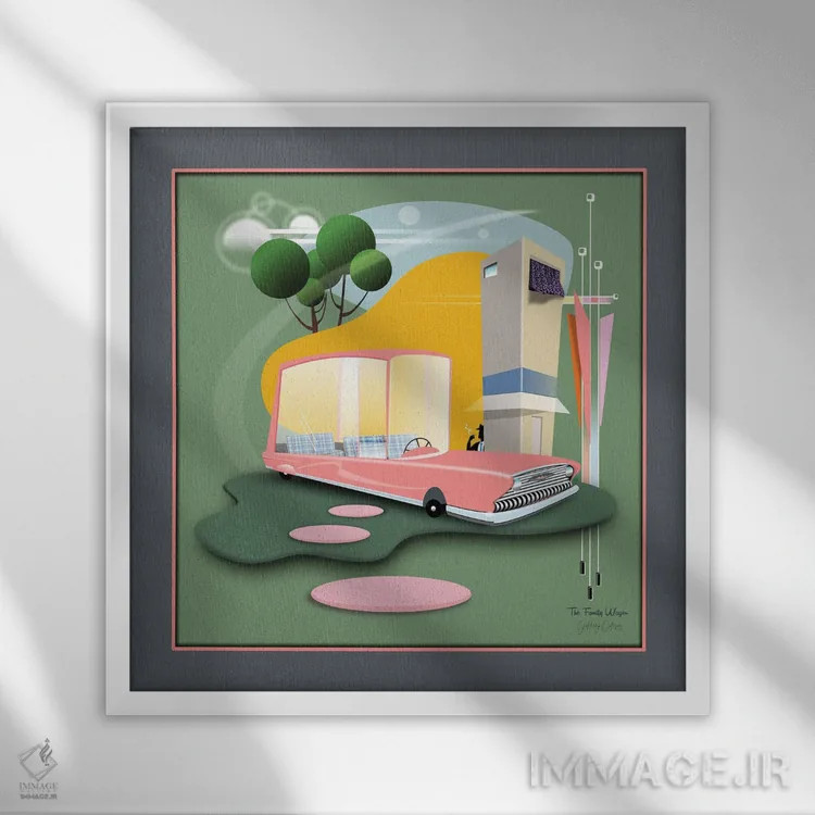 تابلو مدرن واگن خانوادگی اثر جفری کولیسون - نمای قابدار سفید