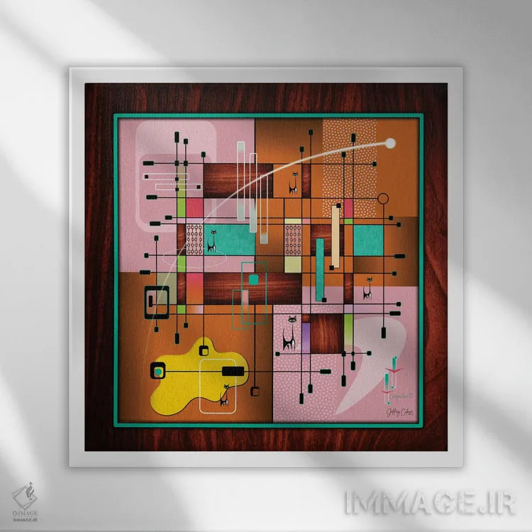 تابلو دکوراتیو ترکیب ۹۲۳ اثر جفری کولیسون - نمای قابدار سفید