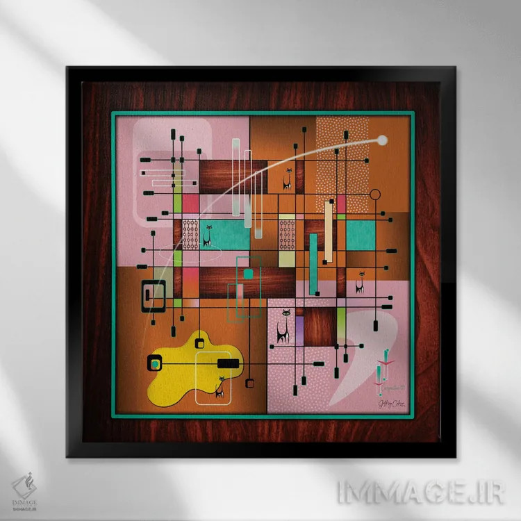 تابلو دکوراتیو ترکیب ۹۲۳ اثر جفری کولیسون - نمای قابدار مشکی
