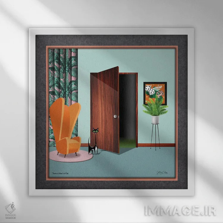 تابلو دکوراتیو وقت زنگ بیدارباش اثر جفری کولیسون - نمای قابدار سفید