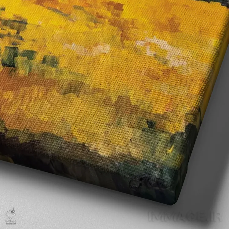 تابلو انتزاعی صبح یوسیمیتی اثر جنی لی - نمای نزدیک بافت بوم