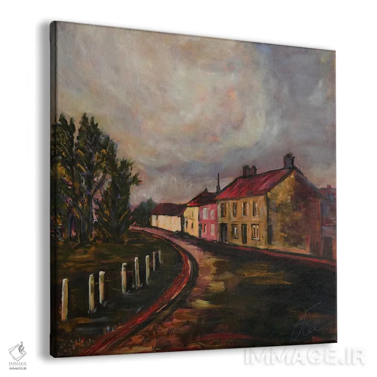 تابلو انتزاعی منحنی فرانسوی اثر جنی لی - نمای پرسپکتیو محصول