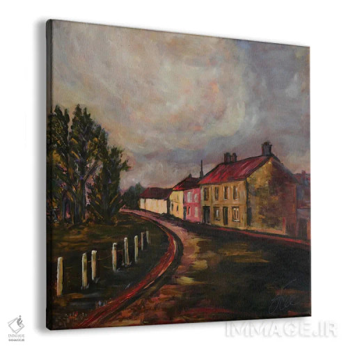 تابلو انتزاعی منحنی فرانسوی اثر جنی لی - نمای پرسپکتیو محصول