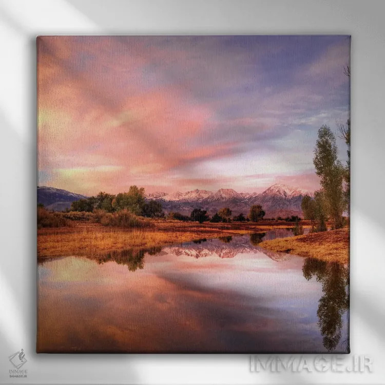 تابلو دکوراتیو California, Bishop. Sierra Nevada Range Reflects In Pond.,آم… اثر جینز گالری - نمای روبهرو روی دیوار