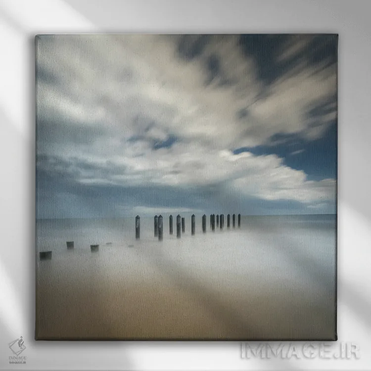 تابلو دکوراتیو New Jersey, Cape May National Seashore. Pier Posts On Beach.… اثر جینز گالری - نمای روبهرو روی دیوار