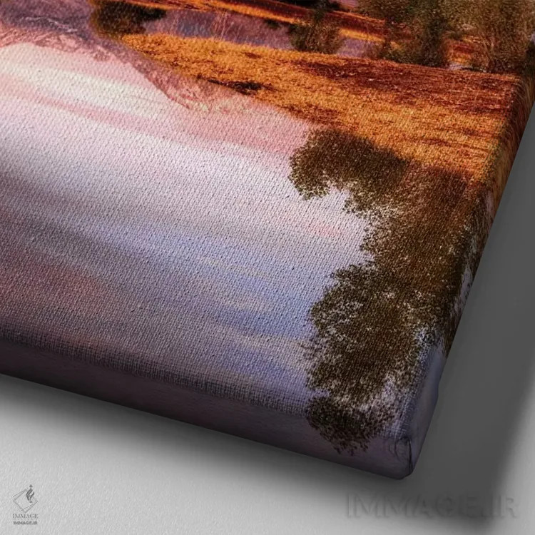 تابلو دکوراتیو California, Bishop. Sierra Nevada Range Reflects In Pond.,آم… اثر جینز گالری - نمای نزدیک بافت بوم