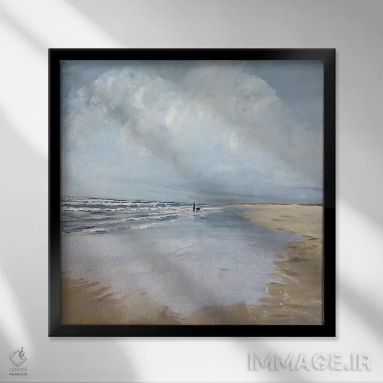 تابلو انتزاعی پسر و سگش اثر جنی لی - نمای قابدار مشکی