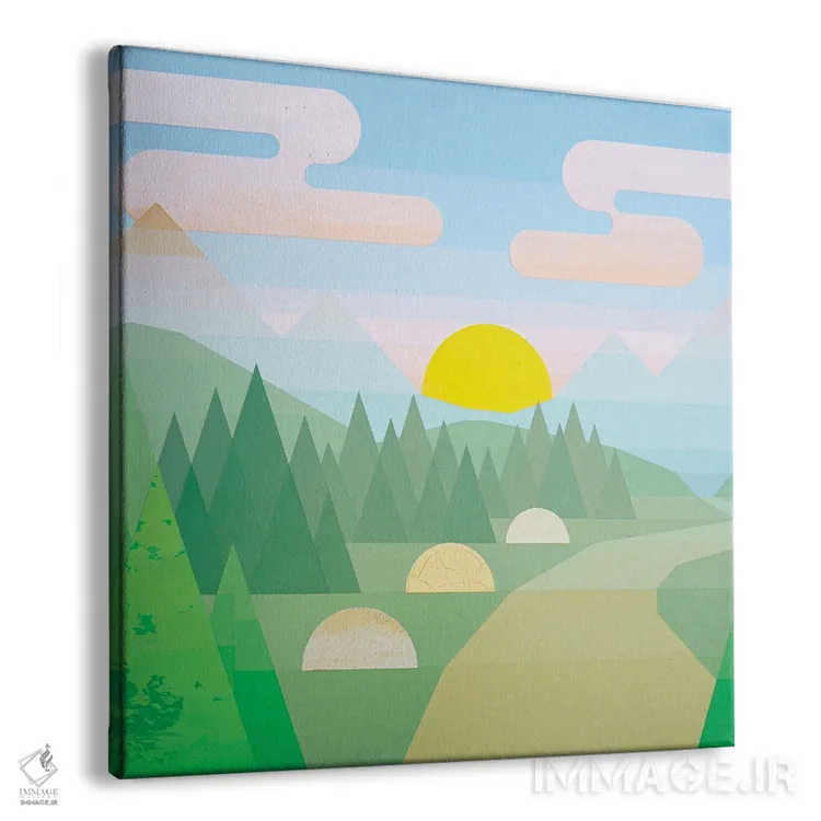 تابلو انتزاعی طلوع خورشید در جنگل ۱ اثر جون یونگجین - نمای پرسپکتیو محصول