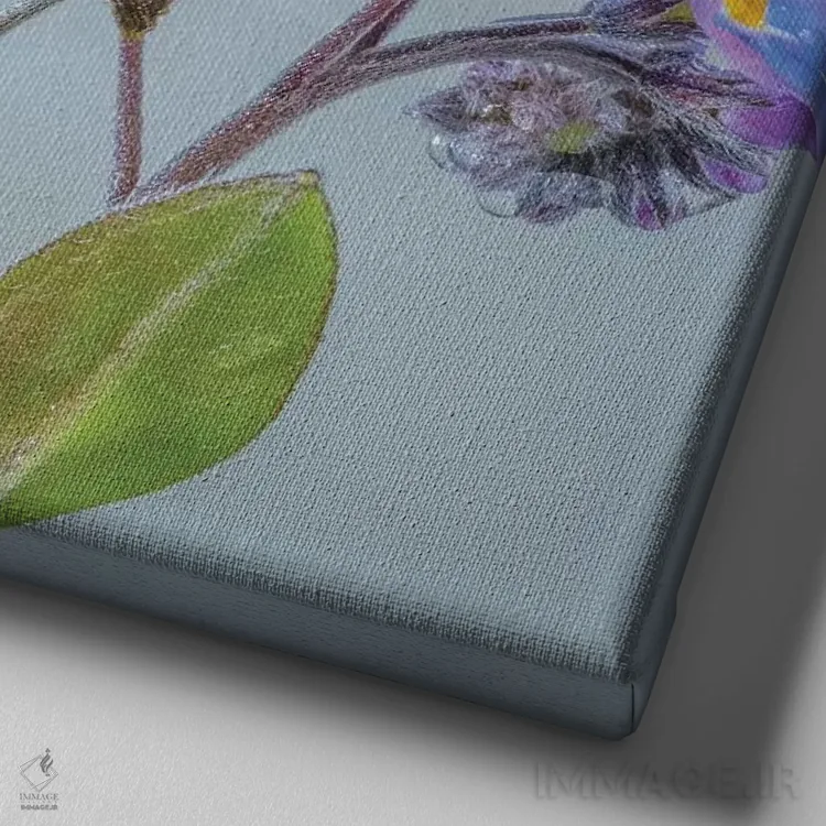 تابلو دکوراتیو آمریکا، ایالت واشنگتن، سی بک. گل های فراموشم مکن اثر جینز گالری - نمای نزدیک بافت بوم