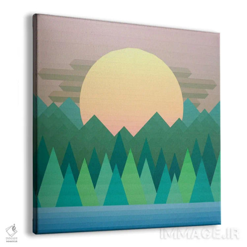 تابلو انتزاعی غروب در جنگل اثر جون یونگجین - نمای پرسپکتیو محصول