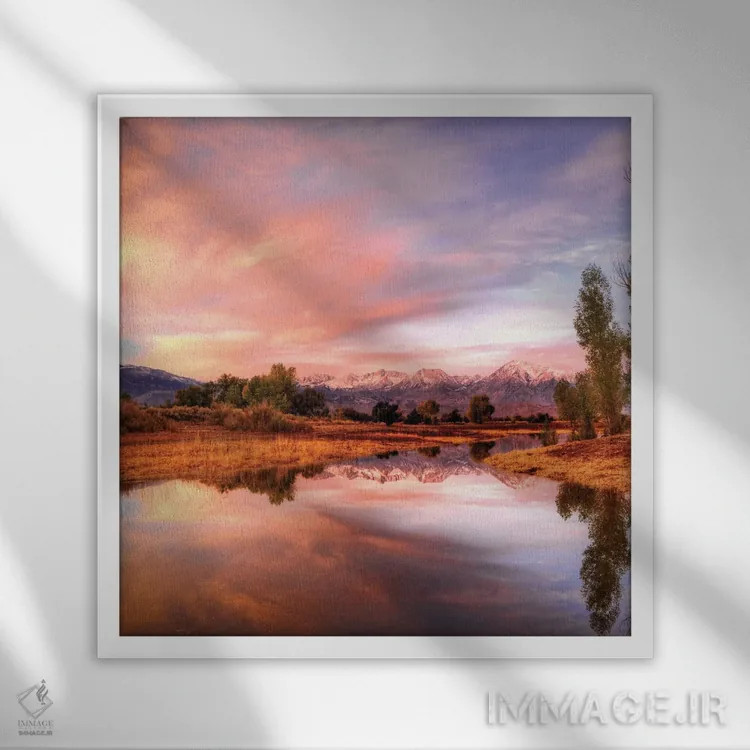 تابلو دکوراتیو California, Bishop. Sierra Nevada Range Reflects In Pond.,آم… اثر جینز گالری - نمای قابدار سفید