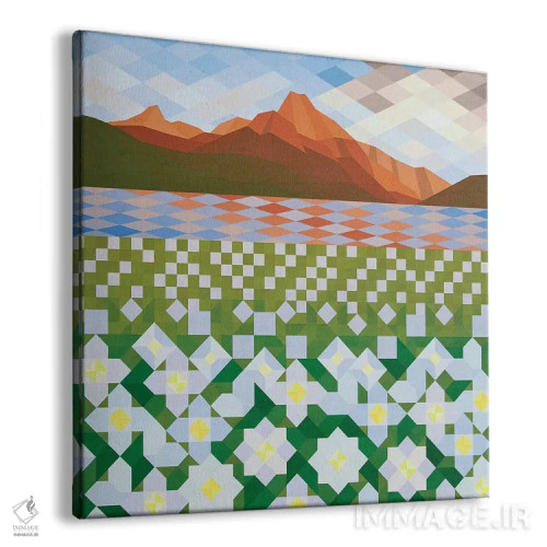 تابلو مینیمال دشت های گل مروارید اثر جون یونگجین - نمای پرسپکتیو محصول