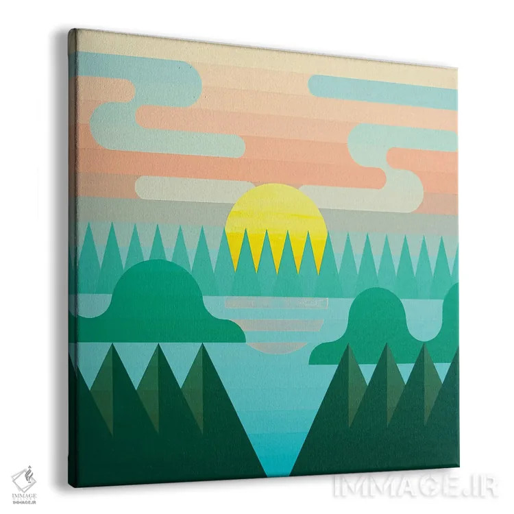تابلو انتزاعی طلوع خورشید در جنگل ۲ اثر جون یونگجین - نمای پرسپکتیو محصول