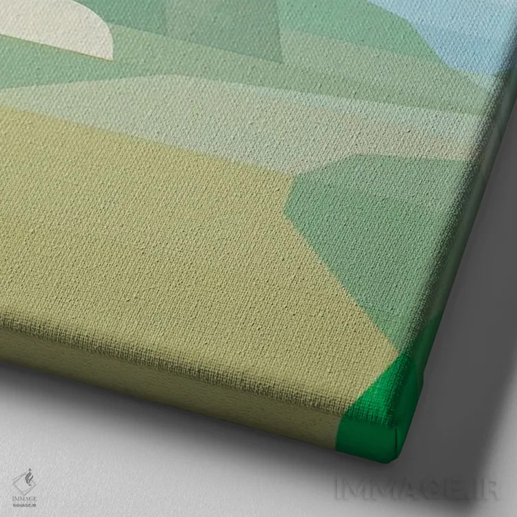 تابلو انتزاعی طلوع خورشید در جنگل ۱ اثر جون یونگجین - نمای نزدیک بافت بوم