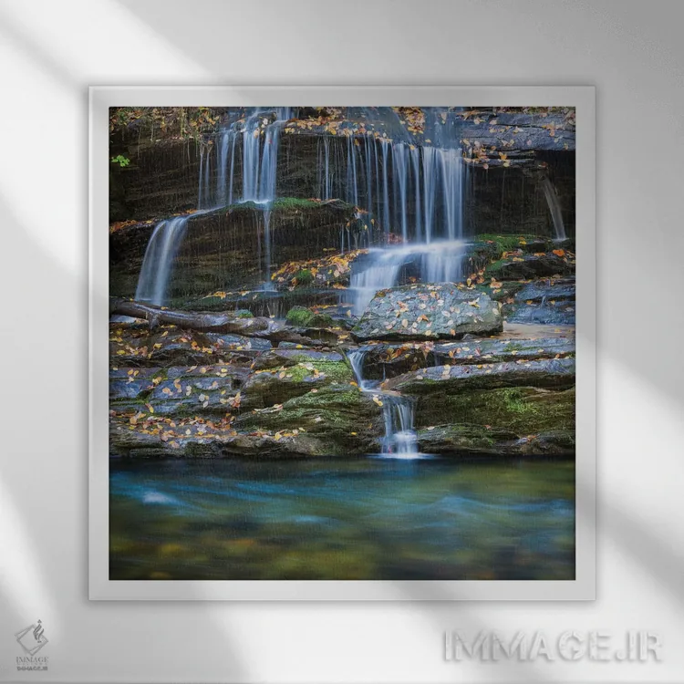 تابلو دکوراتیو آمریکا، کارولینای شمالی، کوه های گریتموکی. منظره آبشار تام ب… اثر جینز گالری - نمای قابدار سفید