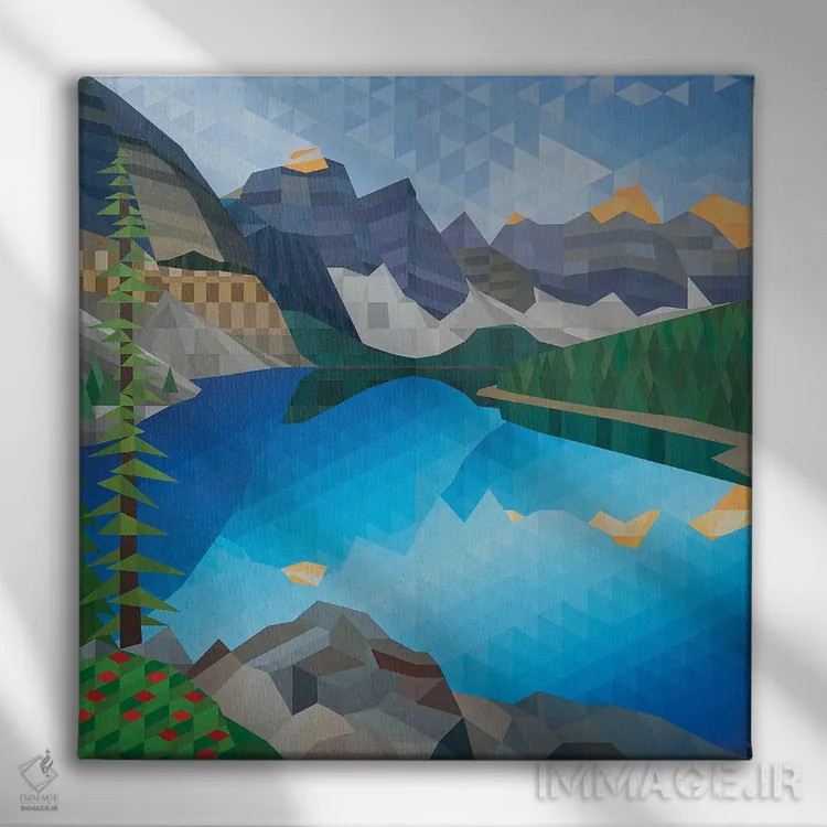 تابلو انتزاعی نمایی از کوه اثر جون یونگجین - نمای روبهرو روی دیوار