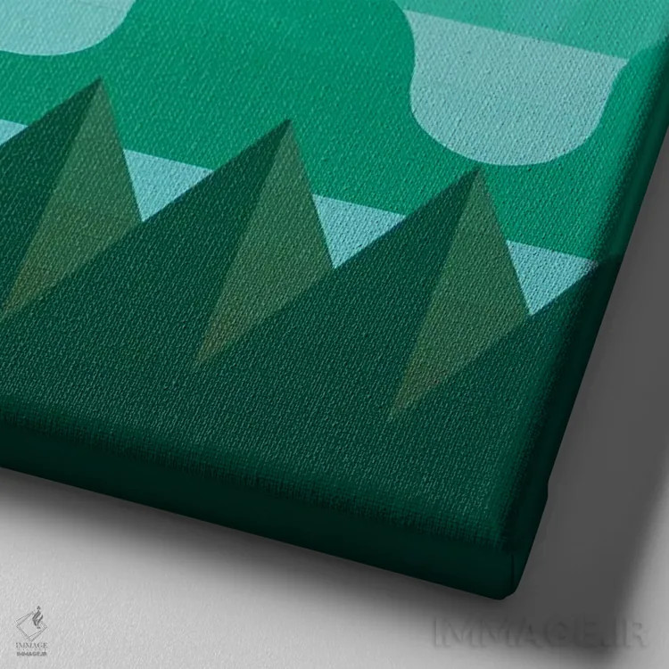 تابلو انتزاعی طلوع خورشید در جنگل ۲ اثر جون یونگجین - نمای نزدیک بافت بوم