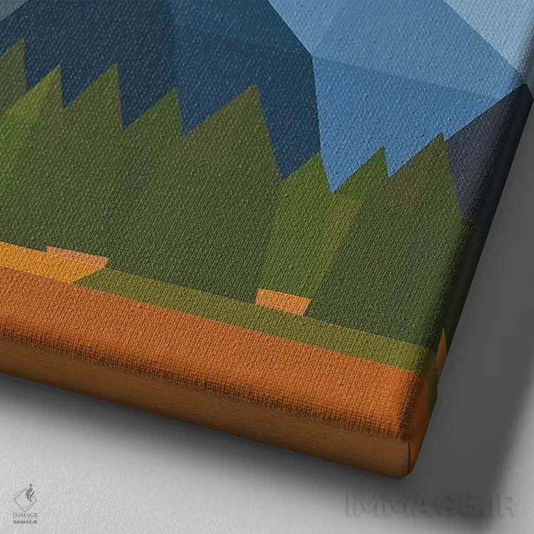 تابلو انتزاعی آسمان آبی در جنگل اثر جون یونگجین - نمای نزدیک بافت بوم